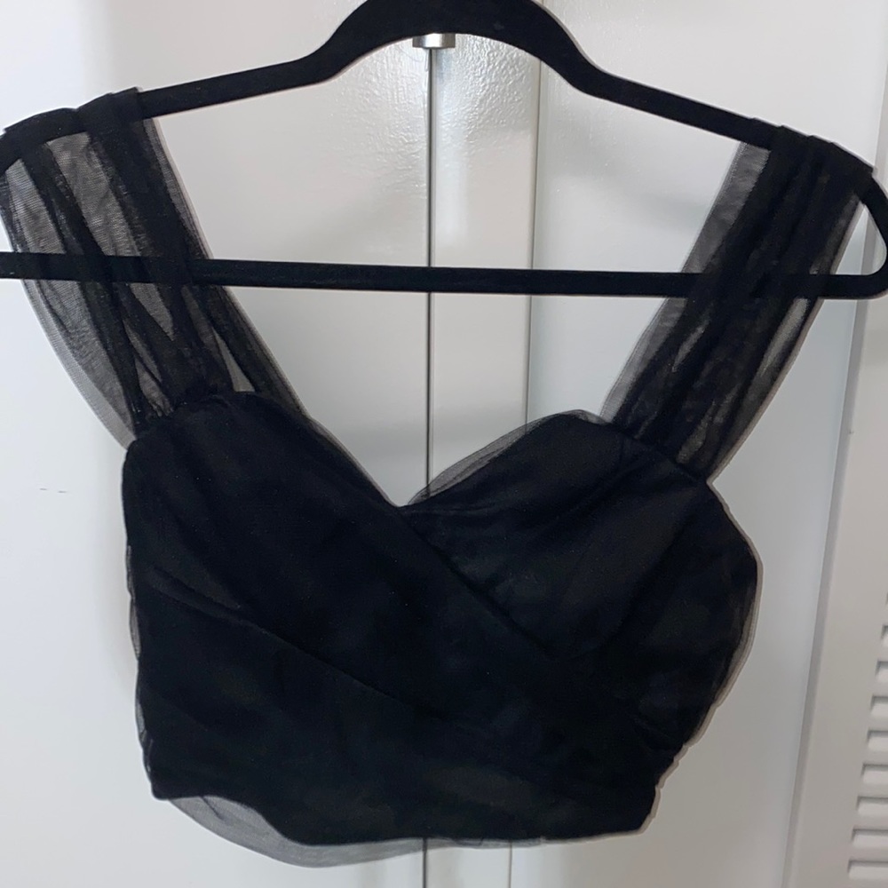 black mesh party blouse 🤍